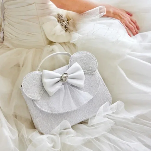 NEW SET Loungefly Minnie Mouse Sequin Wedding Crossbody Bag and wallet - Picture 6 of 16